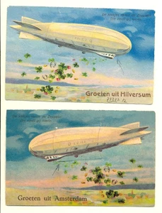 NETHERLANDS AVIATION-1930 ca. 2 x PPC ZEPPELIN-(WITH STRIP PICTURES INSIDE) F/VF - Picture 1 of 2