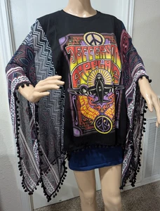 Top de banda gráfica JEFFERSON AIRPLANE reciclado manga mariposa hippie talla única - Imagen 1 de 9