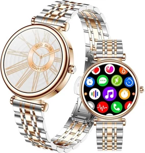 Reloj Inteligente para Mujer 1.27" Pantalla Color Dos Tonos Oro Rosa Acero RT-i109  - Imagen 1 de 7