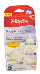 Playtex Nipple Variety Pack 4 Distinct Silicone Bottle Nipples 3+ Month Medium - Picture 1 of 3