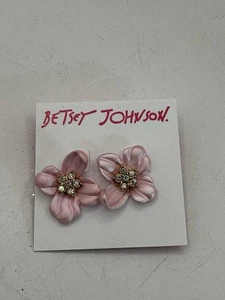 Betsey Johnson rosa Emaille Blume Kristall Ohrstecker NEU - Bild 1 von 3