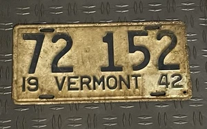 Oldtimer 1942 Vermont Nummernschild # 72-152 ~ - Bild 1 von 2