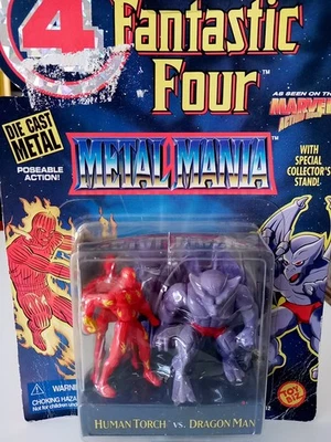 Figura de acción ToyBiz Fantastic Four Metal Mania Antorcha humana Vs Dragon Man sellada Foto 1 de 4