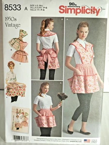 Simplicity 8533, 1950’s Vintage Women’s Apron, 3 Views-Detachable Bib, Sizes S-L - Picture 1 of 5