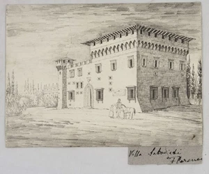 ITALIAN VILLA Salviati c1835 original GRAND TOUR pencil drawing Florence Firenzi - Picture 1 of 5