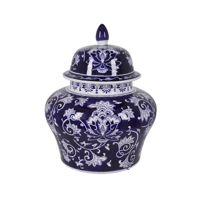 Vase Keramisch mit Blumen Blau Glasiert Im Stil Östlich Schöner - Bild 1 von 4