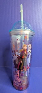 Elsa & Anna - Frozen mit Glitzer Tasse 20 Oz Becher mit Strohhalm - AMC Exklusiv (Sehr... - Bild 1 von 7