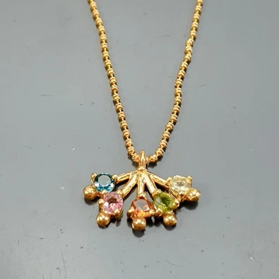 Jewelry Handmade Natural Tourmaline Necklace 925 Sterling Silver 17"/N26646 - Image 1 of 4