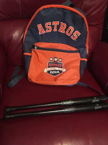Houston Astros Backpack w/ Mini wood bats MLB Baseball Texas Cover