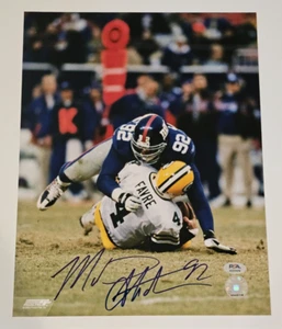 MICHAEL STRAHAN Signed 11x14 Photo-BRETT FAVRE-HALL OF FAME-NEW YORK GIANTS-PSA - Picture 1 of 3