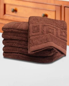 Coppia di Guanti Lavaggio Superiore in Panno Viso 100% Cotone Flanella Scrub, Marrone - Foto 1 di 3