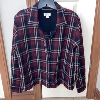Christopher & Banks Blazer Jacket Size M Button Down Lined Maroon Black Blazer - Image 1 of 4