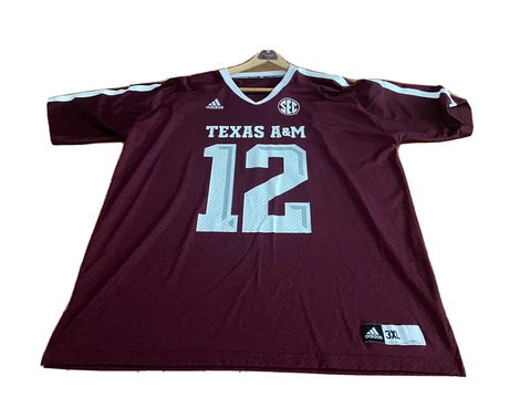Adidas Texas A&M Aggies Football Jersey #12 Home-Maroon SEC New! Mens Size 3XL Cover
