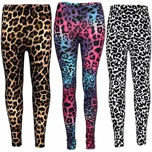 Womens Leopard Animal Print Leggings Ladies Full Length Pants 8-24 UK - Picture 1 of 15