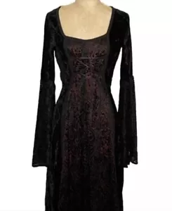 LIP SERVICE 90s Y2K Gothic Renaissance Witch Velvet Maxi Dress *Hot Topic* Rare - Picture 1 of 8