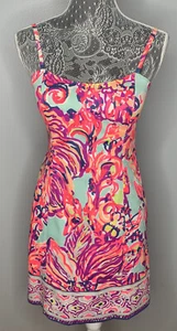 Lilly Pulitzer Shelli Stretch Dress Serene Blue Big Escapade Sz 0 $168 - Picture 1 of 3