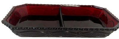 Avon 1876 Cape Cod Ruby Red Divided Condiment Dish Relish Tray - NIB - Image 1 of 4