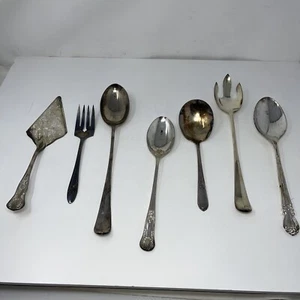 LOT Tudor Plate Oneida Community Serving Spoon Pie Fork Wm Rogers Silver - Picture 1 of 11