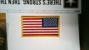 PATCH SEW ON USA AMERICAN FLAG REVERSE FACING YELLOW TRIM - Picture 1 of 1
