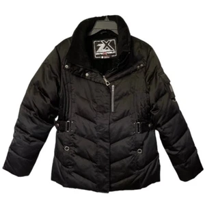 Zero Xposur Down Filled Puffer Ski Snow Jacket Women Large Black Fur Lined - Picture 1 of 12