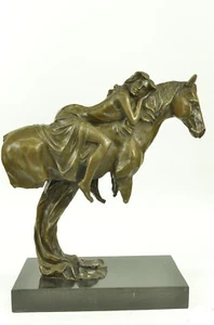 Nude Woman Bareback Modern Art Equestrian Bronze Marble Statue Sculpture Artwork - Picture 1 of 7