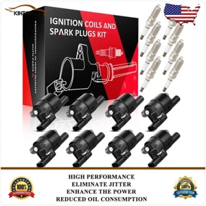 8 Ignition Coil & Spark Plug For GMC Sierra Chevy Silverado 4.3L 5.3L 6.2L 14-18 - Picture 1 of 12