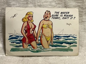 "Water Sure is Rough Today" VINTAGE 9" X 6" JUMBO LAFF CARD POSTCARD. --5895 - Picture 1 of 4