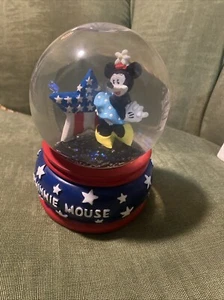 Disney Minnie Mouse Patriotic Musical Snow Globe Yankee Doodle Americana 6 inch - Picture 1 of 4