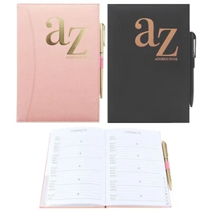 2 x A5 Notebook With Pen Hard Back Cover A to Z Telephone Address Book A-Z Index - Picture 1 of 35