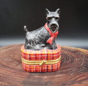 RGA Scottish Terrier Hinged Trinket Box Tartan Plaid with Bone Clasp VTG 1997 - Picture 1 of 7