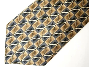 Vtg Versini Mens Necktie Tie Brown Grey Black Geometric Silk 60" Career - Picture 1 of 3