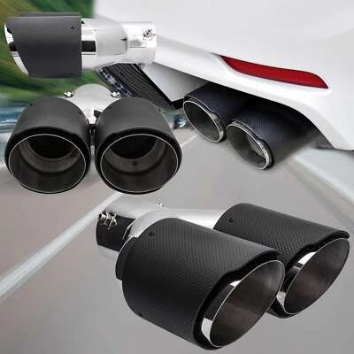 Duplex Carbon Edelstahl Chrom Auspuffblende Endrohr 260 x 210mm Universal Blende - Bild 1 von 4