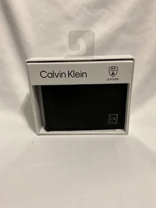 CALVIN KLEIN Ck Men's Leather-Black CK Bifold-RFID Wallet NIB - - BRAND NEW- - - Picture 1 of 3