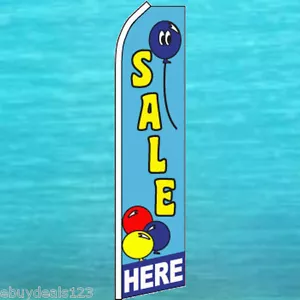 SALE HERE Balloons FLUTTER FLAG Feather Swooper Bow Banner Advertising Sign 1262 - Picture 1 of 5