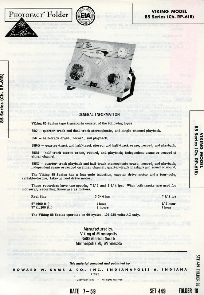 Carpeta fotofacta/esquemática Sam de colección modelo vikingo serie #85 SFF36 Foto 1 de 1