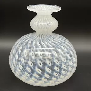 Vaso firmato Bertil Vallien per Kosta Boda traslucido opaco bianco occhio punto vortice - Foto 1 di 12