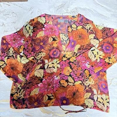 Blusa Para Mujer Estampado Floral Manga Larga Años 60-70 Vintage PXS Disco Retro Foto 1 de 4