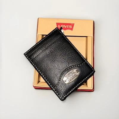 Новый Levi's мужчин передний карман бумажник магнитные деньги зажим RFID блок черный - Изображение 1 из 4