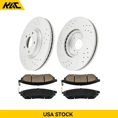Front Drilled Disc Rotors Brake Pads For Nissan 350Z Infiniti M35h Q40 EX35 G25 - Image 1 of 4