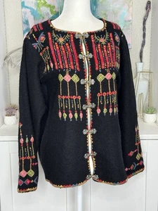 Vintage Vrikke Wool Button Up Sweater Irene Haugland XL Norwegian Winter Layers - Picture 1 of 12
