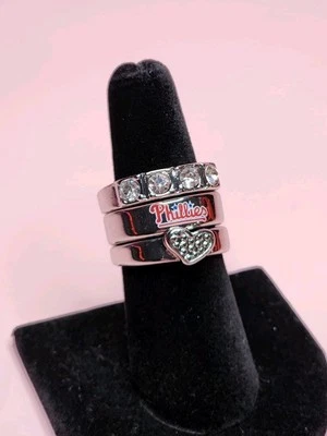 MLB Phillies 3 Ring Stacked Set Philadelphia Team Souvenir Official Baseball Fan - Image 1 of 4