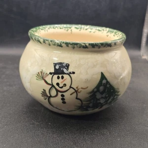 Vintage Schneemann Keramik Vase Kanister Behälter Weihnachten Winter 4,5" x 3" - Bild 1 von 9