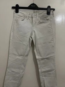 White Jessica Simpson Jeans Size 6 Small Waist 24 3/4 Length Leg Turn Up Hem. - Picture 1 of 17