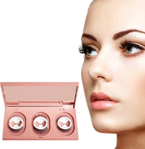 Reusable Adhesive Eyelashes 3 Pairs in 1 Case Self Adhesive Eyelashes, No Glue N - Picture 1 of 12
