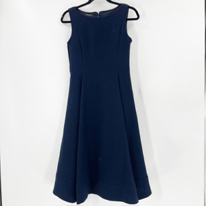 Lafayette 148 Womens Midi Dress Size 2 Black A Line Sleeveless Bateau Wool
