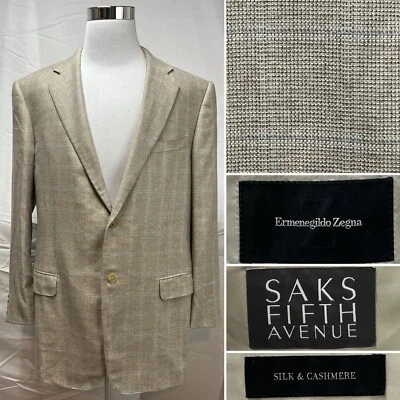 Chaqueta Blazer Ermenegildo Zegna EU 56L / US 46L Seda/Cachemira Ventana Cuadros Foto 1 de 4