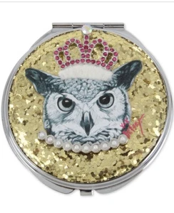 $35 Betsey Johnson Owl Compact Mirror 1d - Picture 1 of 8