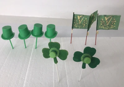 Selecciones de cupcakes vintage del día de San Patricio ~ trébol ~ Erin Go Bragh ~ sombreros ~ lote/9 Foto 1 de 4