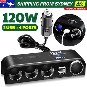 4 Way 12V 24V Multi Socket Car Cigarette Lighter Splitter USB Charger Adapter OZ - Picture 1 of 12