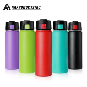 Stainless Steel Wide Mouth Sports Water Bottle Leak Proof Travel Mug - 20oz - Picture 1 of 26